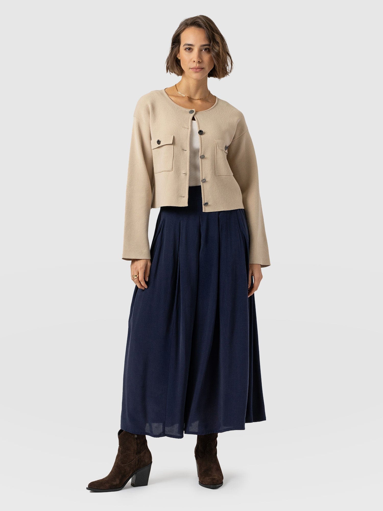 Eliza Pleated Skirt Navy - Women's Skirts | Saint + Sofia® US